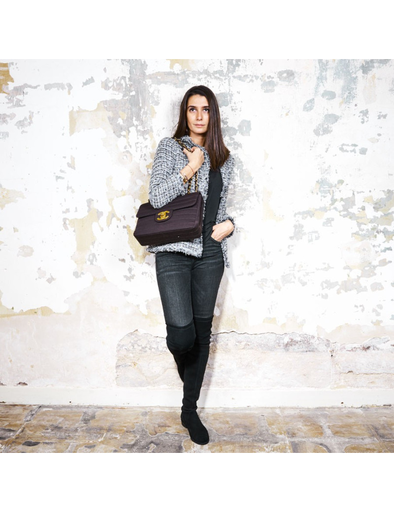 Sac Jumbo CHANEL en jersey marron