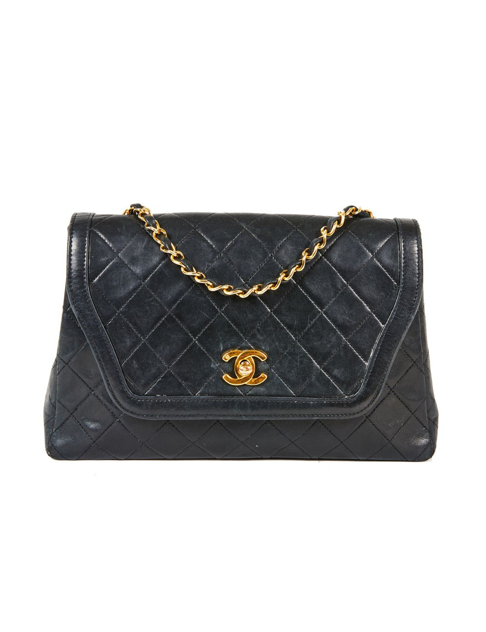 Sac CHANEL vintage cuir lisse noir matelassé
