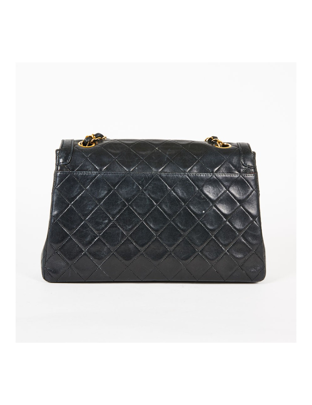 Sac CHANEL vintage cuir lisse noir matelassé