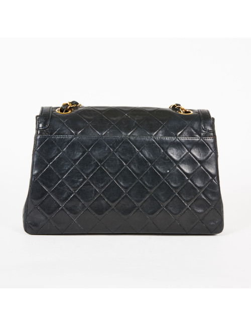Sac CHANEL vintage cuir lisse noir matelassé