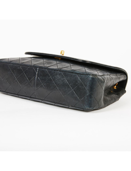 Sac CHANEL vintage cuir lisse noir matelassé