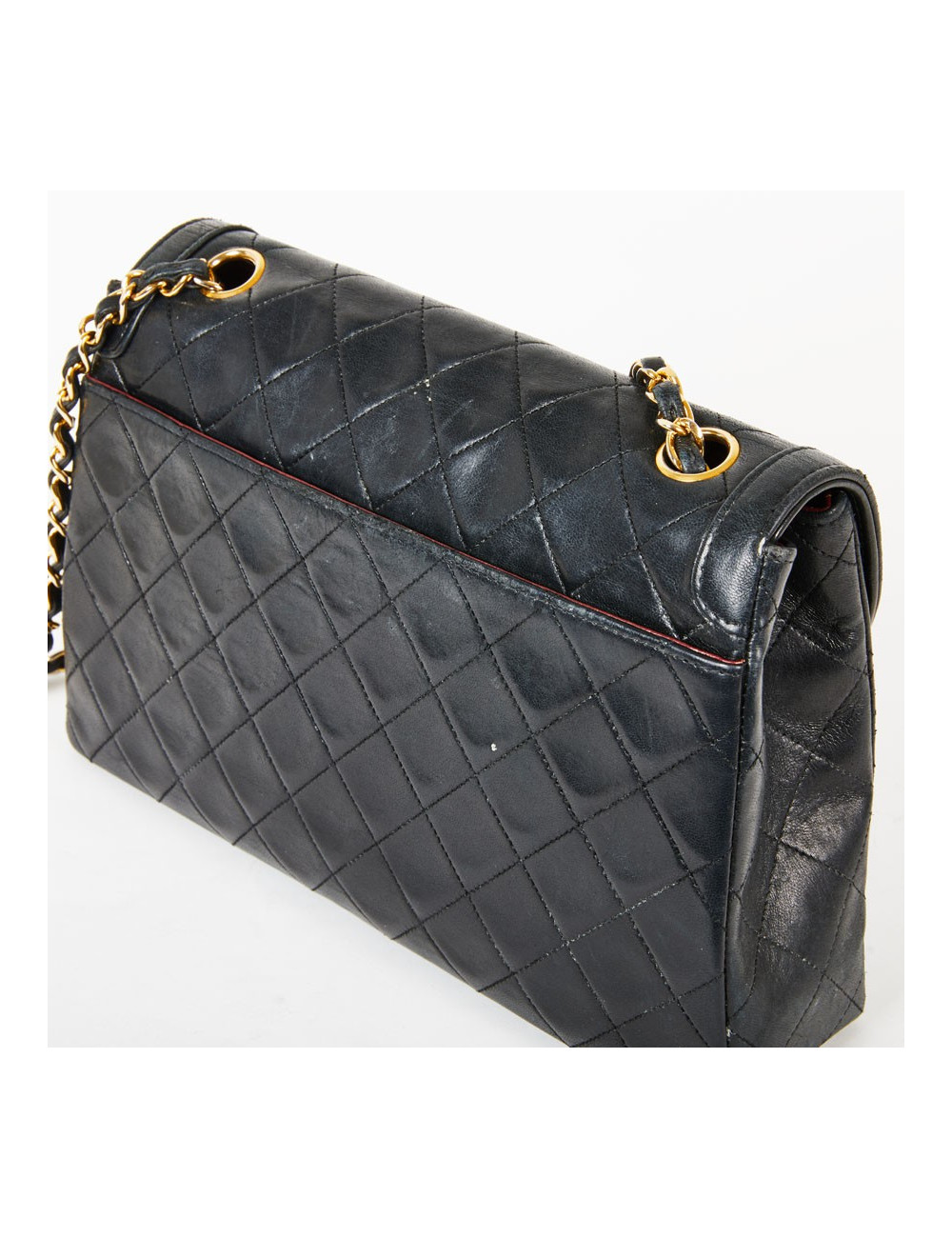 Sac CHANEL vintage cuir lisse noir matelassé