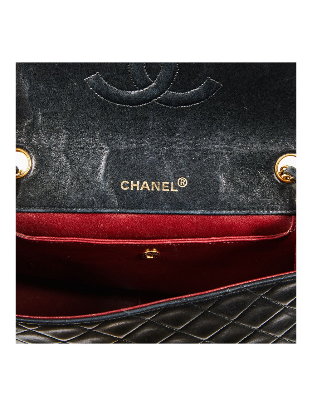 Sac CHANEL vintage cuir lisse noir matelassé