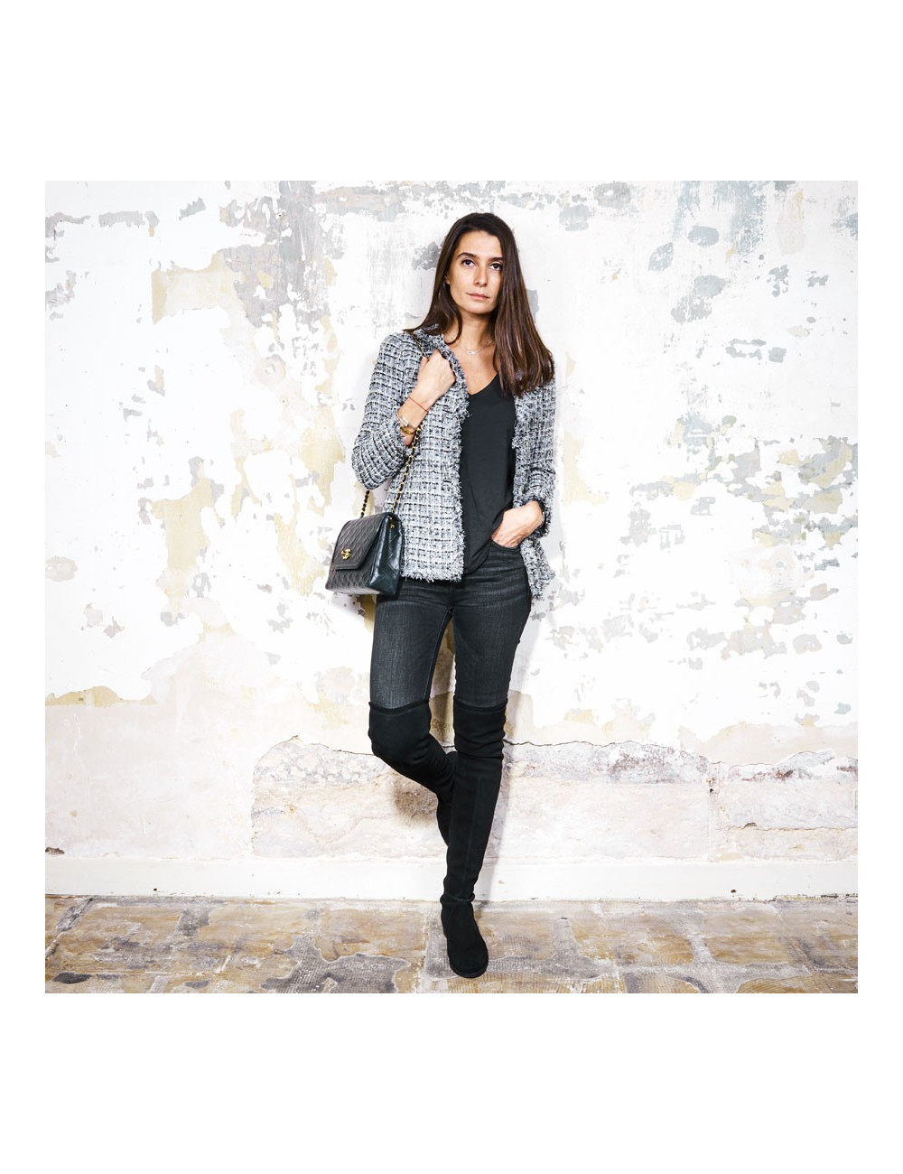 Sac CHANEL vintage cuir lisse noir matelassé