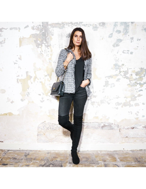 Sac CHANEL vintage cuir lisse noir matelassé