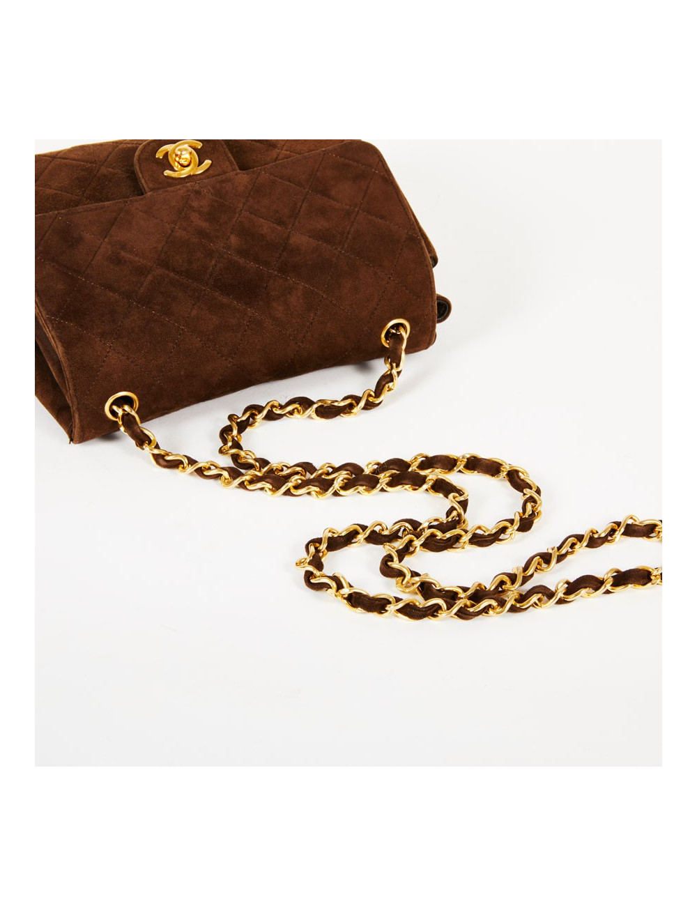 Sac bandoulière CHANEL daim marron