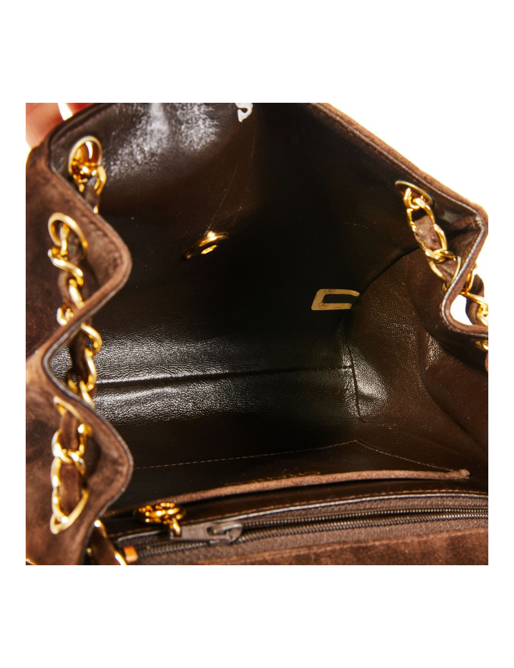 Sac bandoulière CHANEL daim marron