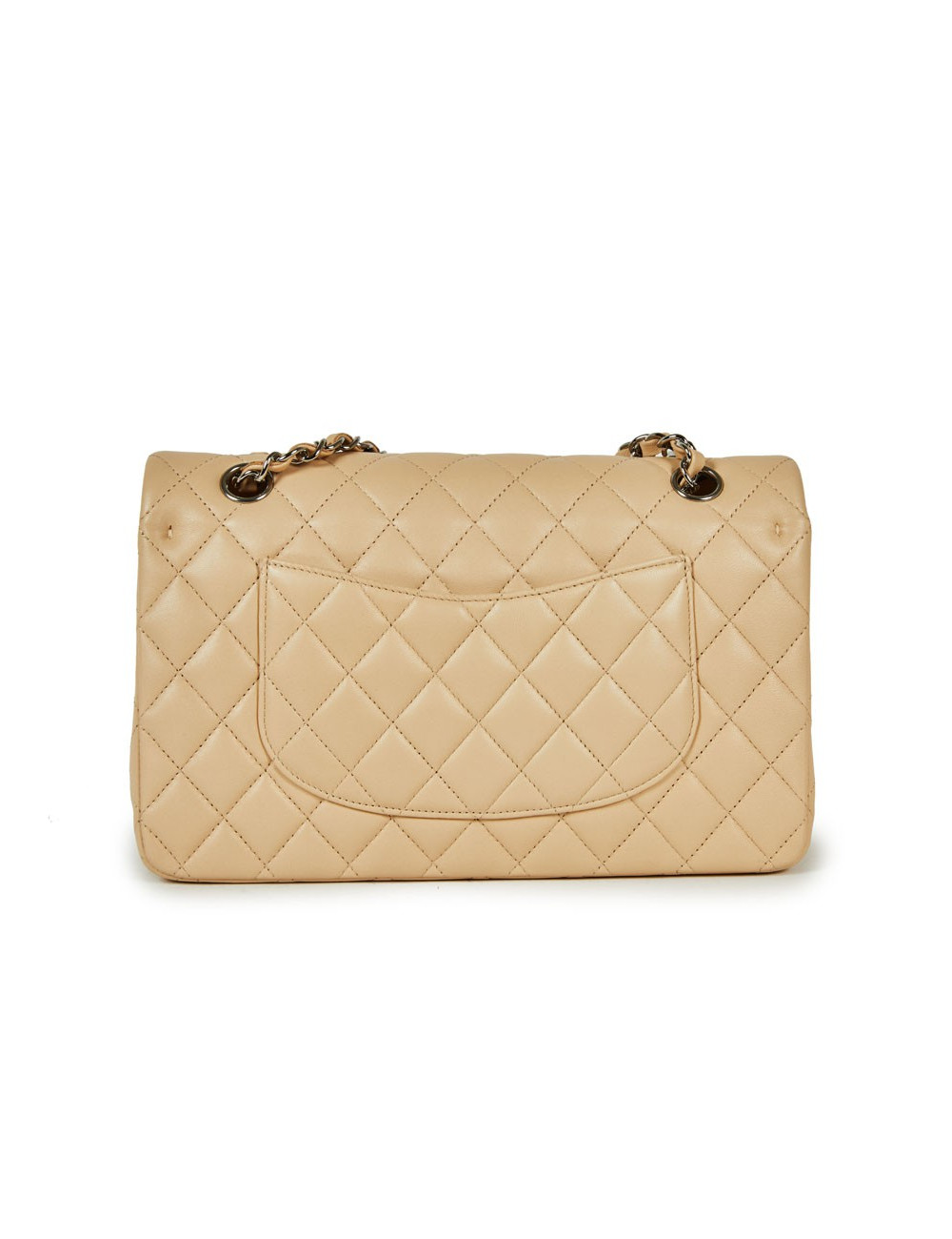 Sac Timeless CHANEL cuir lisse matelassé beige