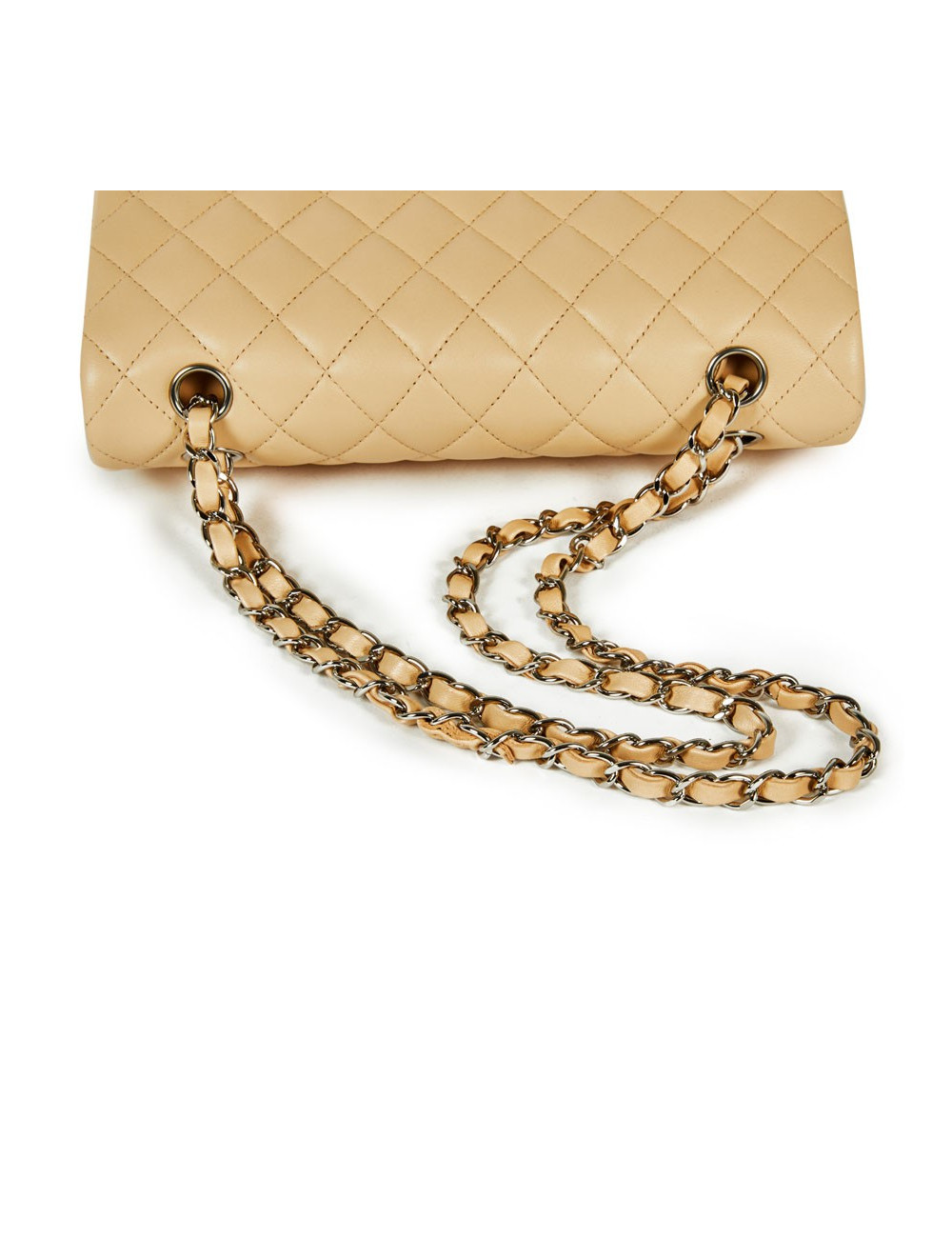 Sac Timeless CHANEL cuir lisse matelassé beige