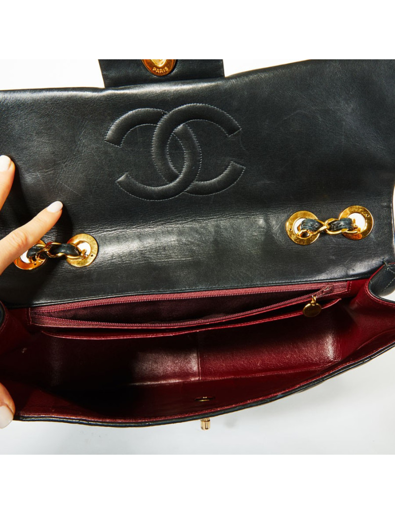 Maxi Jumbo CHANEL vintage cuir noir
