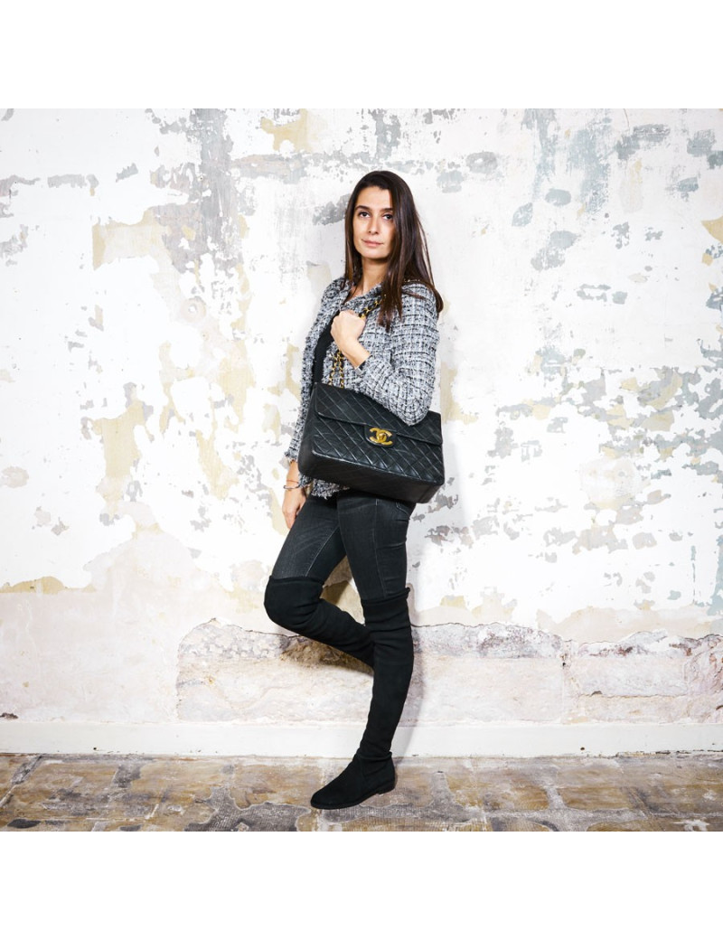 Maxi Jumbo CHANEL vintage cuir noir
