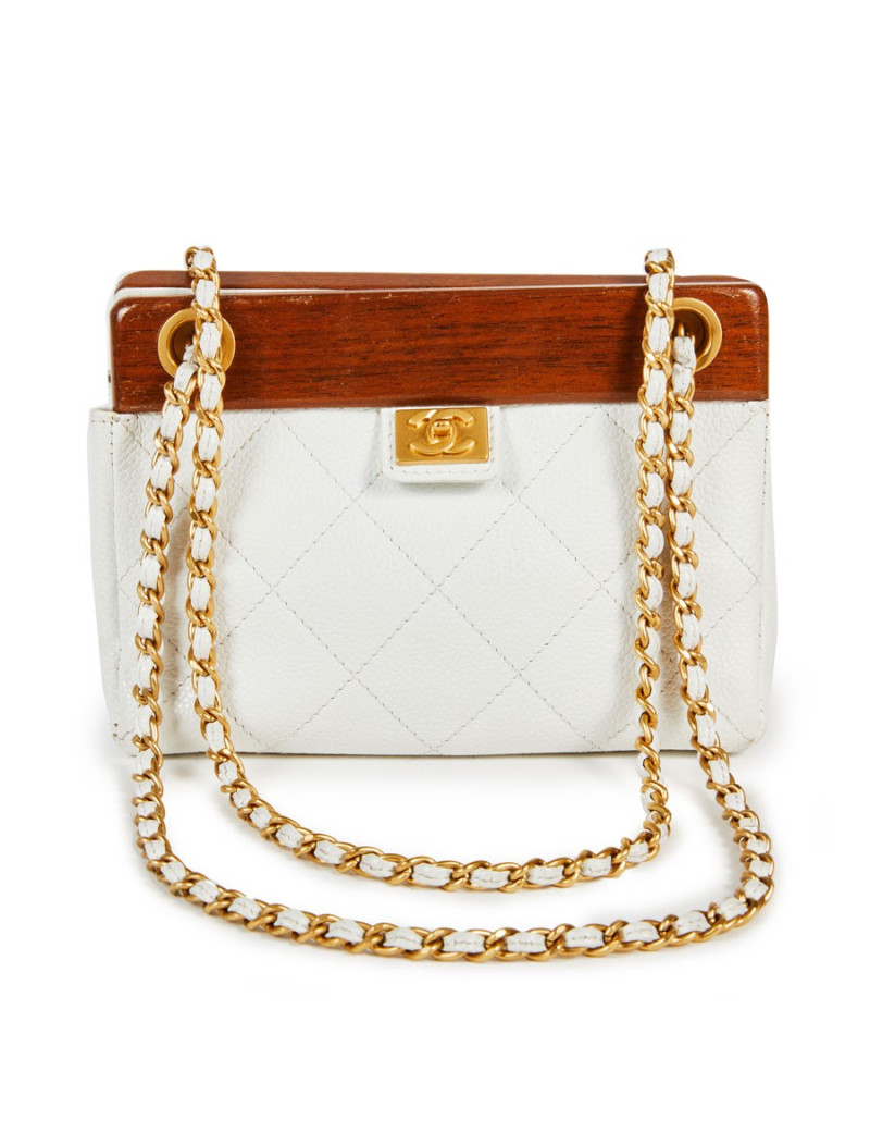 Sac CHANEL bois et cuir blanc