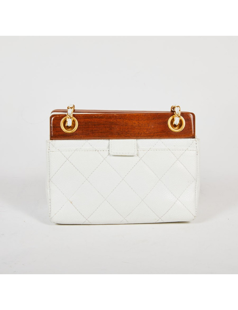 Sac CHANEL bois et cuir blanc