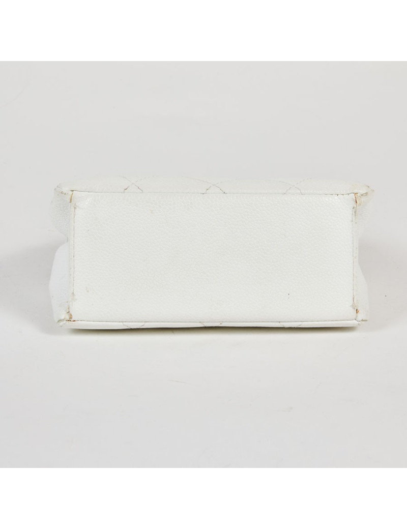 Sac CHANEL vintage bois et cuir blanc