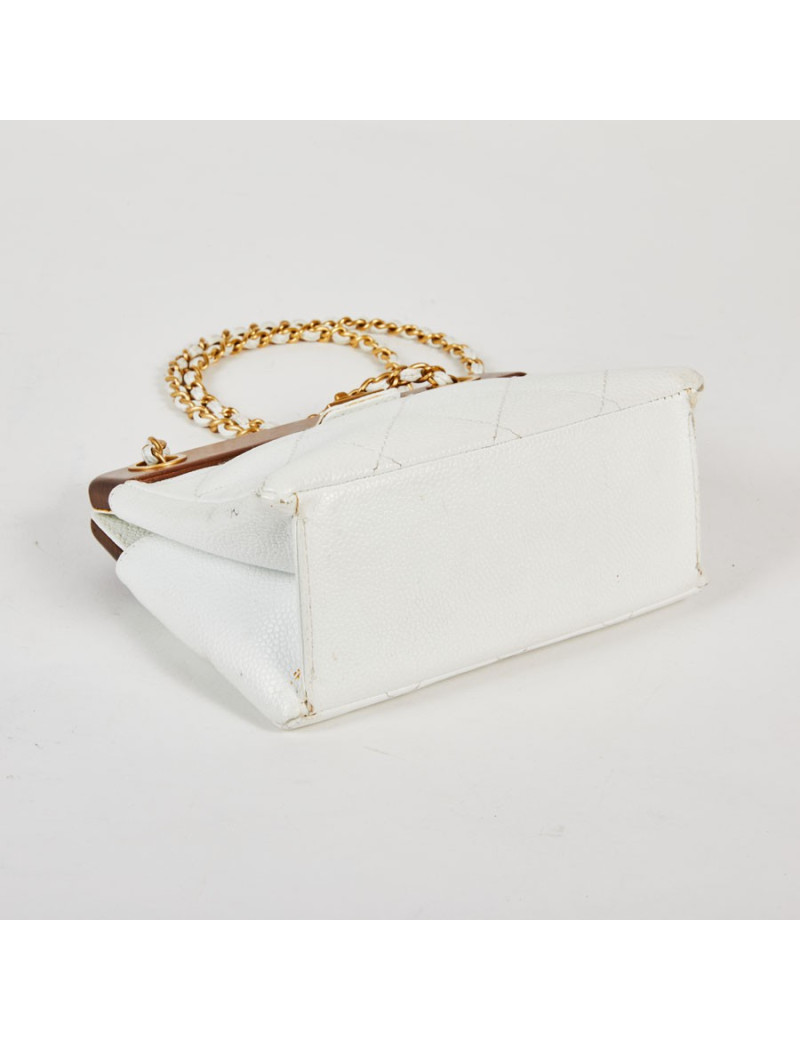 Sac CHANEL bois et cuir blanc