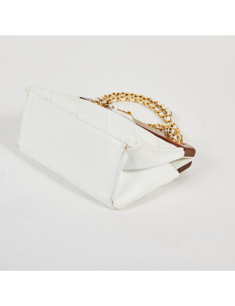 Sac CHANEL bois et cuir blanc