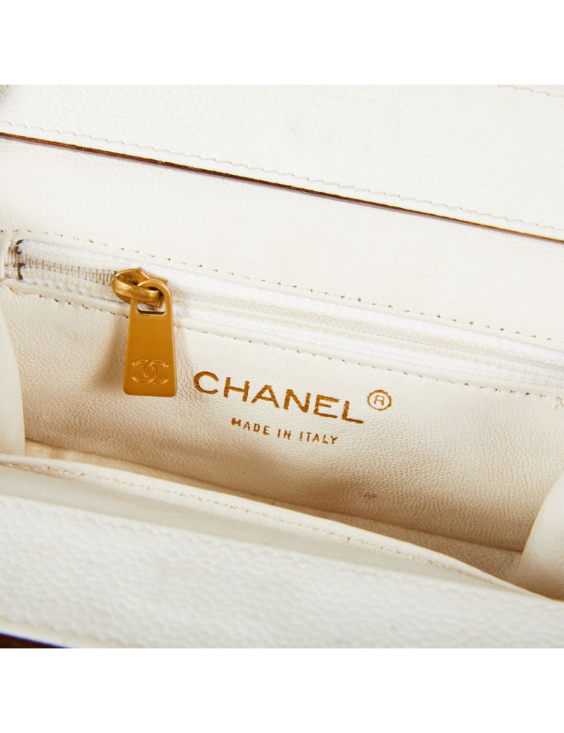 Sac CHANEL bois et cuir blanc