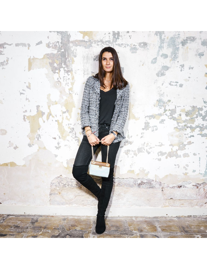 Sac CHANEL bois et cuir blanc