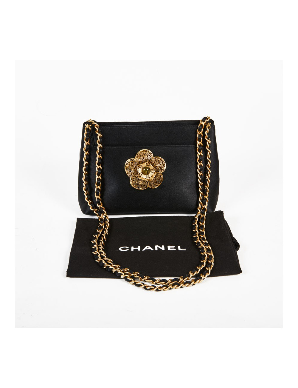 Sac du soir CHANEL satin et camélia