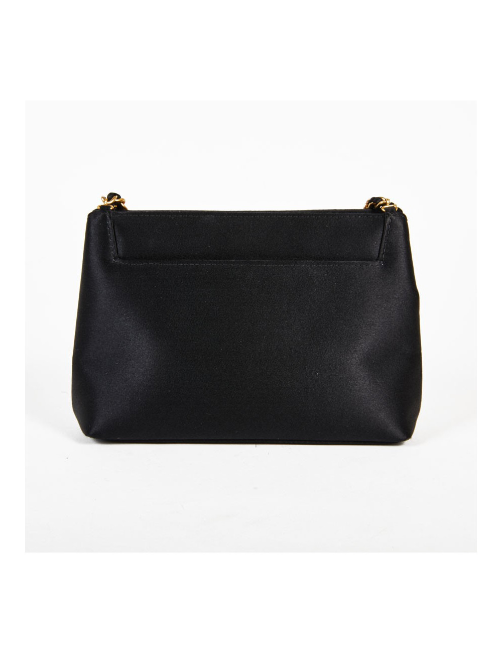 Sac du soir CHANEL satin noir et camélia