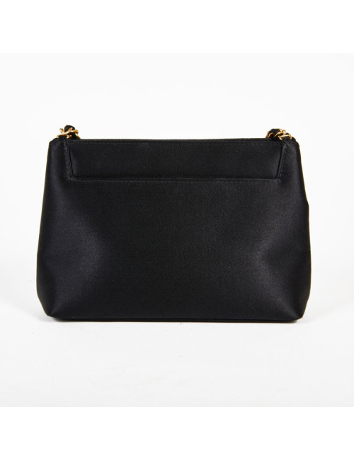 Sac du soir CHANEL satin noir et camélia