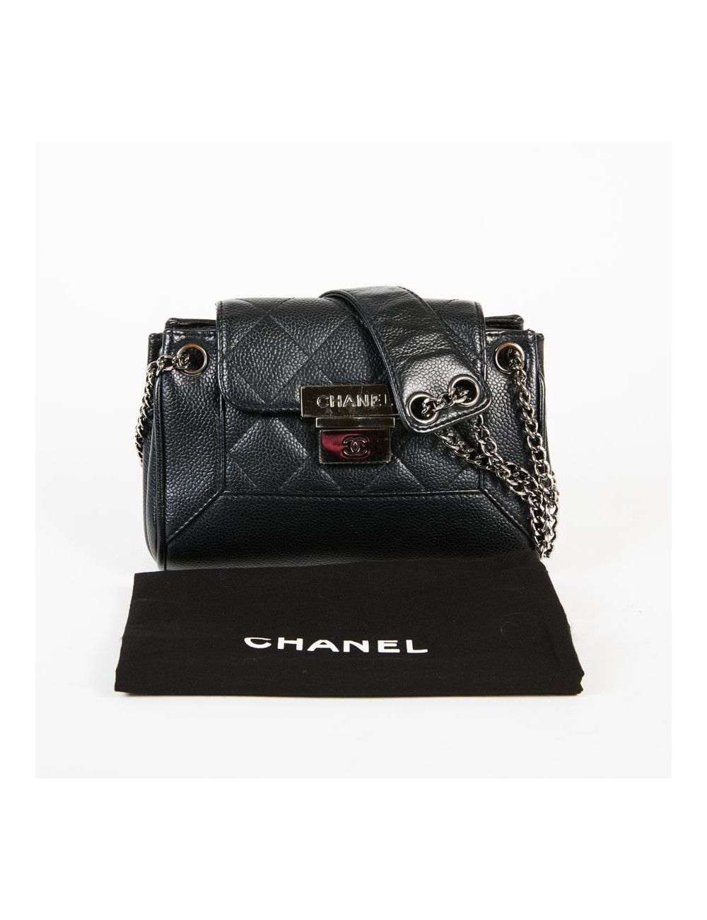 Petit sac CHANEL cuir caviar noir