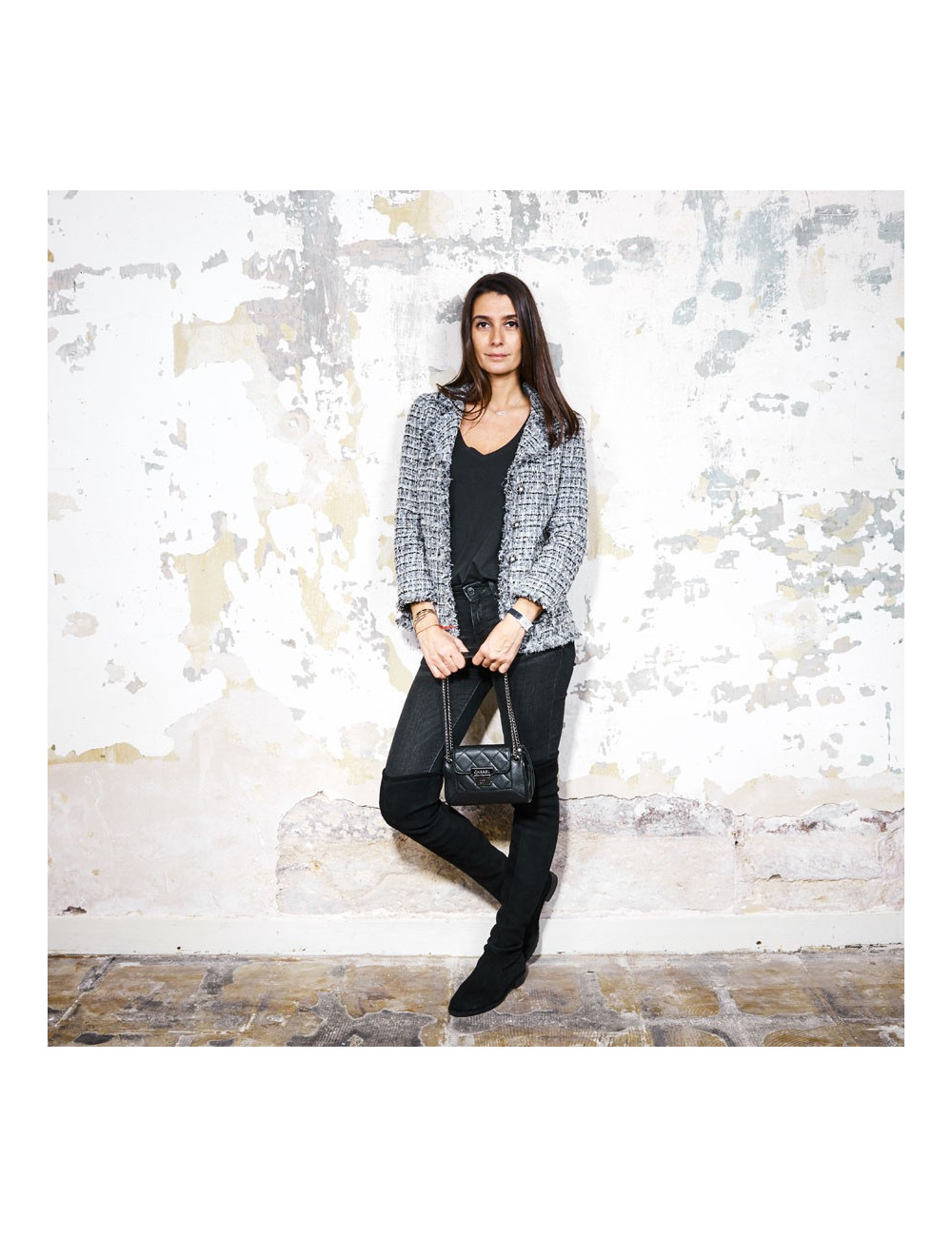 Petit sac CHANEL cuir caviar noir