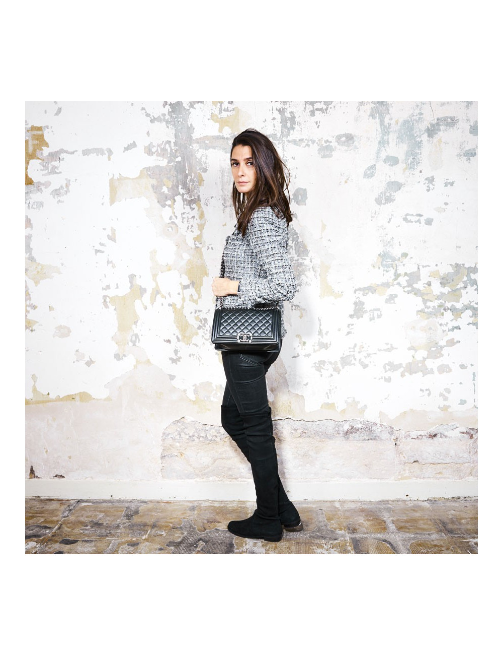 Sac Boy CHANEL cuir d'agneau matelassé noir