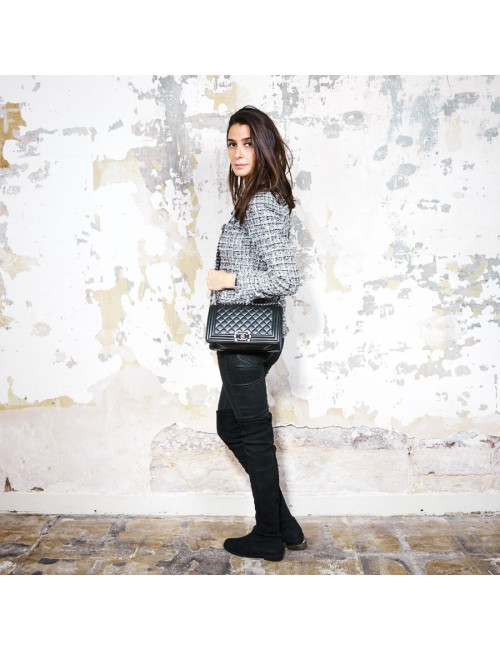 Sac Boy CHANEL cuir d'agneau matelassé noir