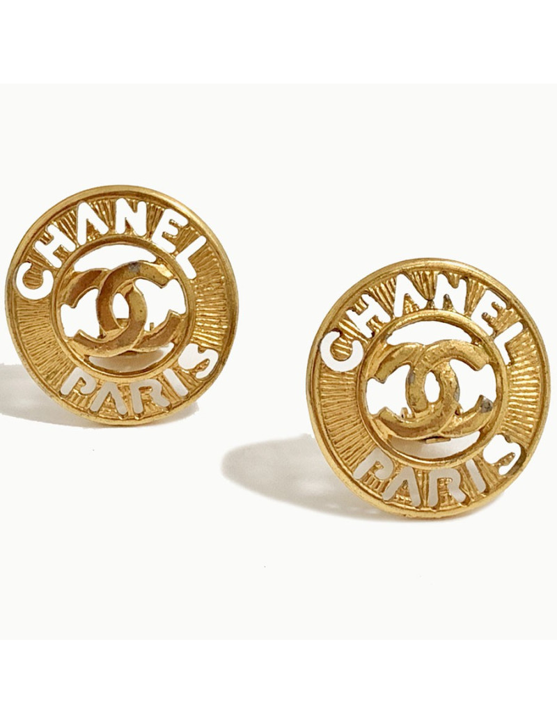 Boucles d'oreille CHANEL sigle "CHANEL" Vintage