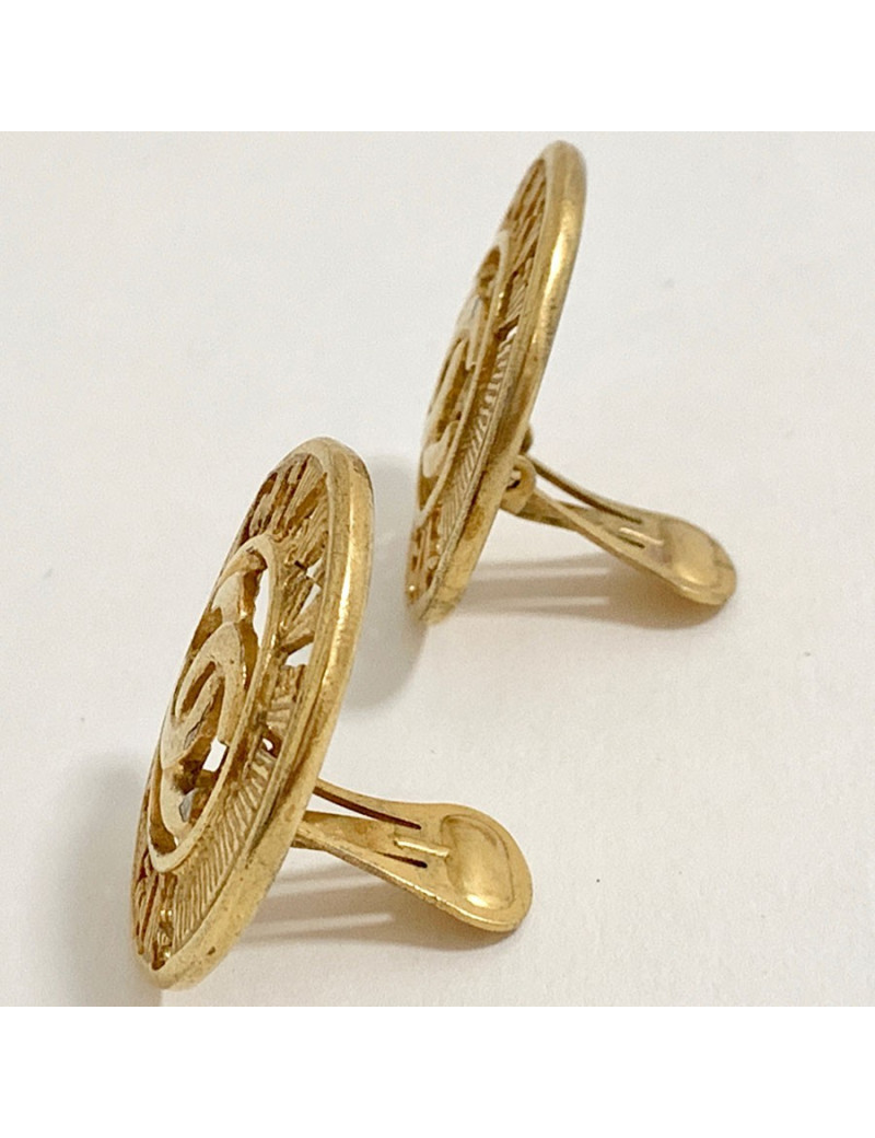 Boucles d'oreille CHANEL sigle "CHANEL" Vintage