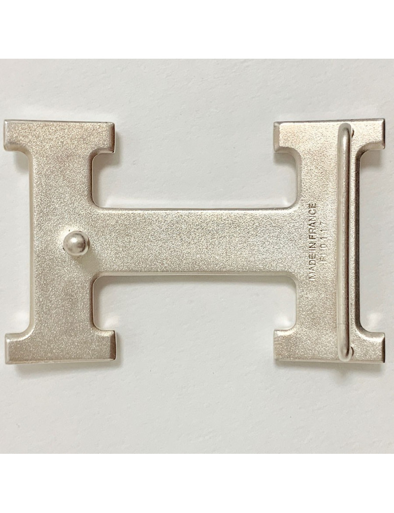 Boucle HERMES H en métal argenté palladié