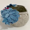 Bracelet CHANEL rigide argenté et fleurs en tissu