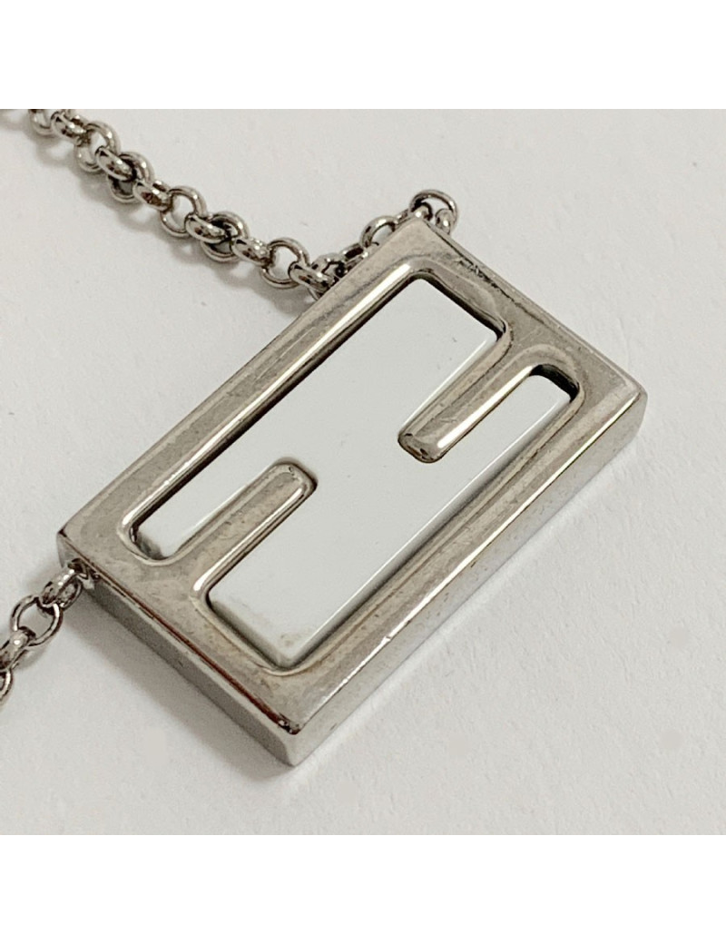 Parure FENDI The Fendista manchette et collier blanc et argent