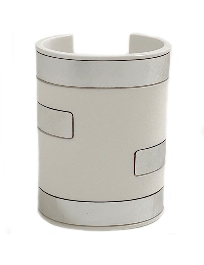 Parure FENDI The Fendista manchette et collier blanc et argent