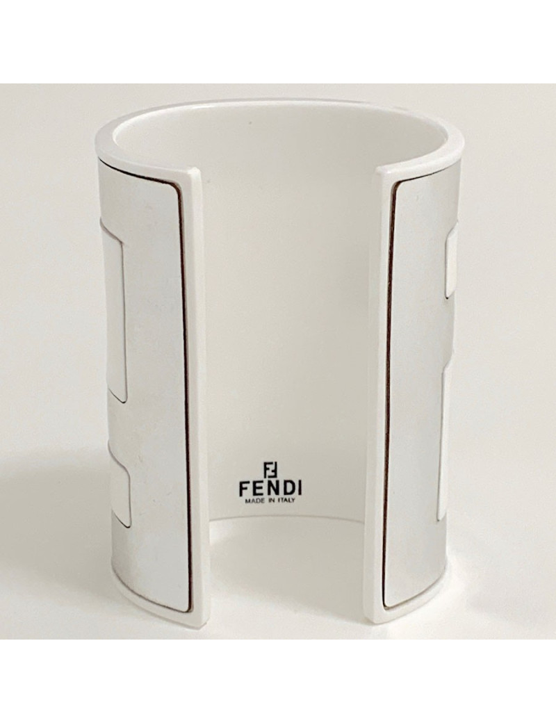 Parure FENDI The Fendista manchette et collier blanc et argent