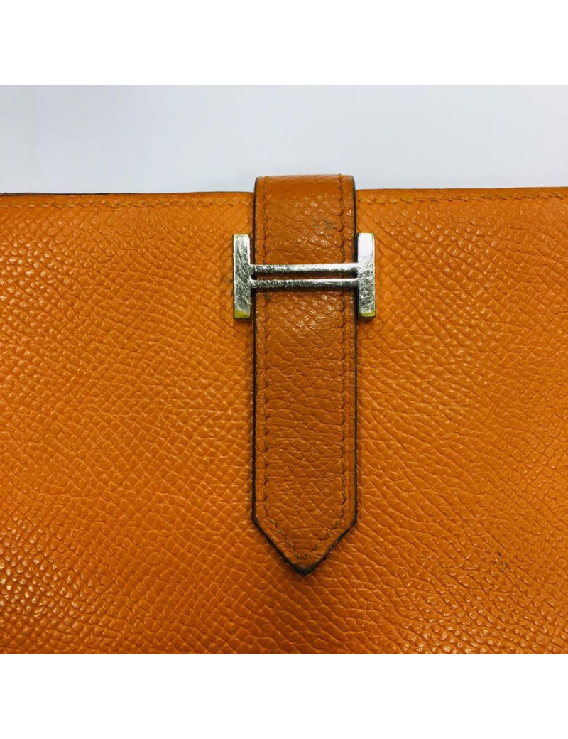 Portefeuille HERMES Bearn cuir epsom orange