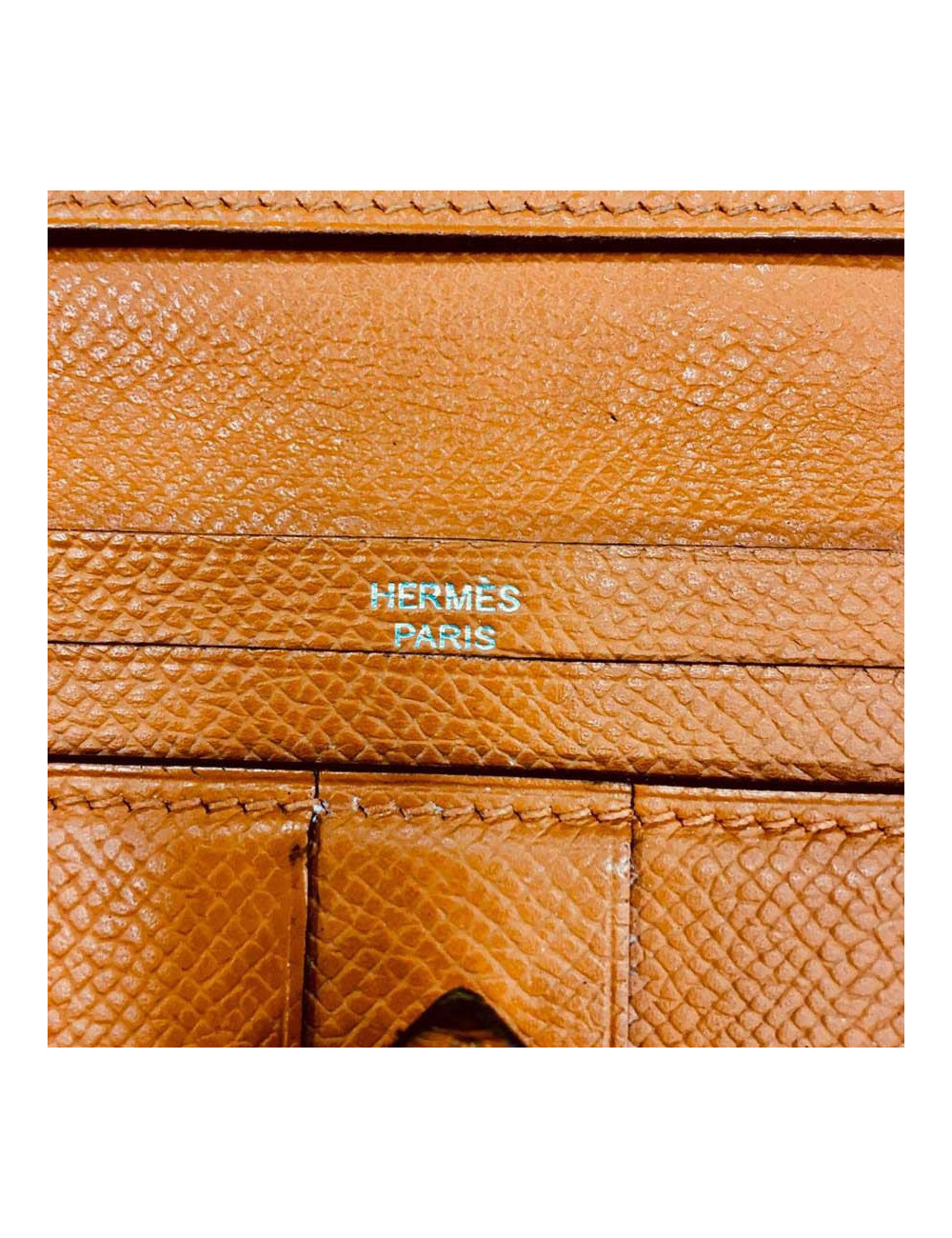Portefeuille HERMES Bearn cuir epsom orange