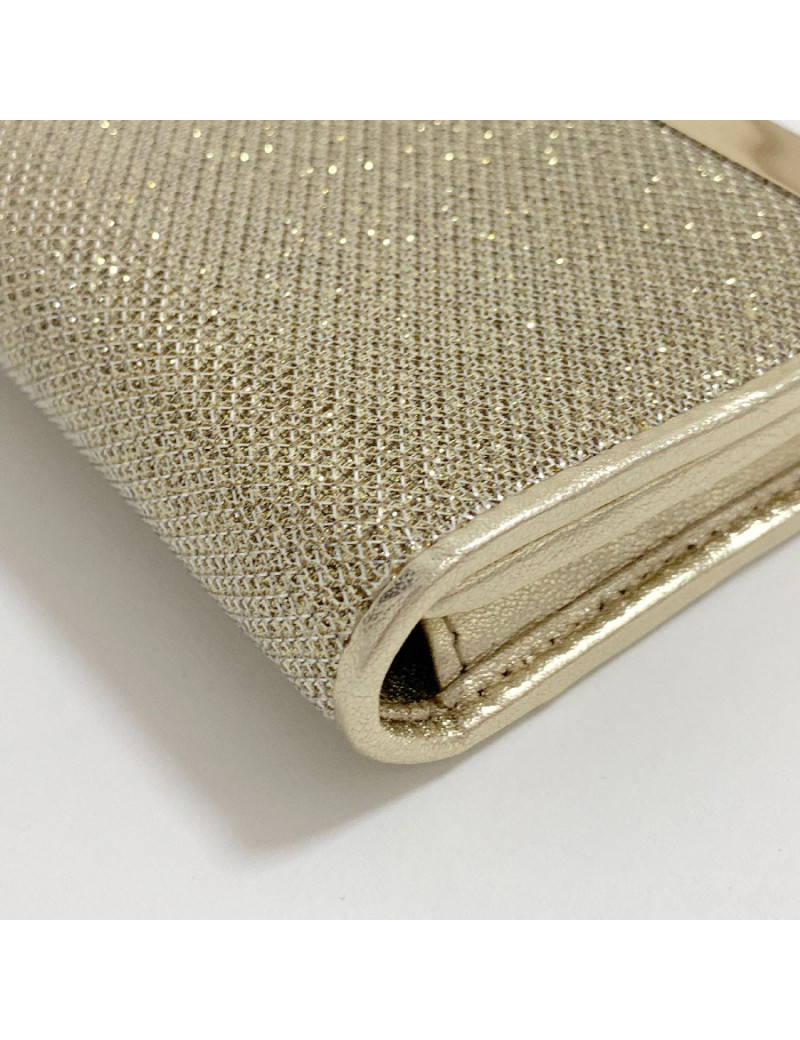 Pochette JIMMY CHOO lamé doré modèle MILLA