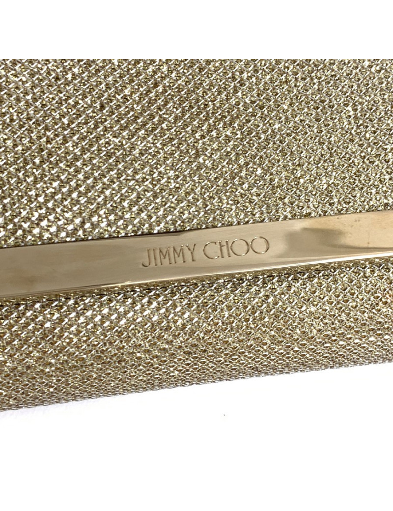 Pochette JIMMY CHOO lamé doré modèle MILLA