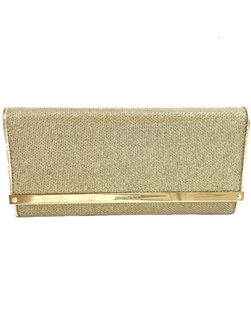 Pochette JIMMY CHOO lamé doré modèle MILLA