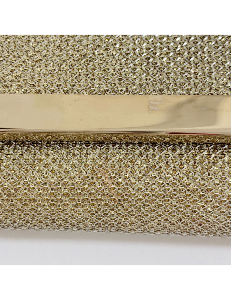 Pochette JIMMY CHOO lamé doré modèle MILLA