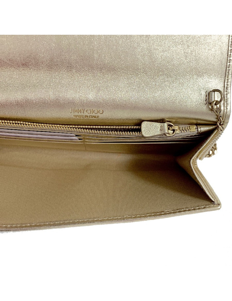 Pochette JIMMY CHOO lamé doré modèle MILLA