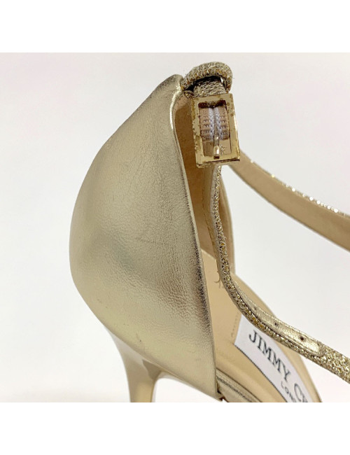 Sandales hautes JIMMY CHOO 'Tyne120' en cuir lamé doré 37,5FR