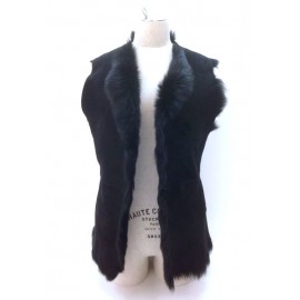 Black fur T U reversible jacket