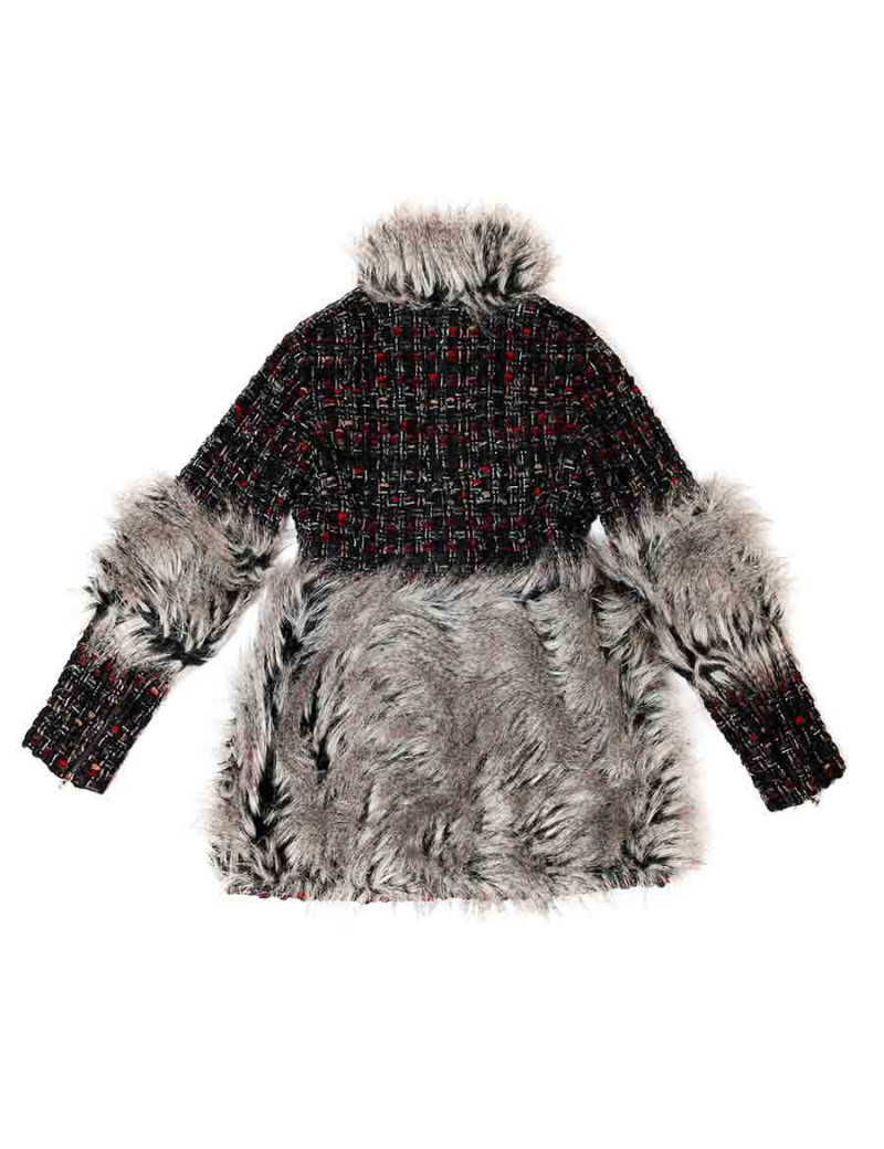 Veste T 36 CHAENL en tweed et fausse fourrure