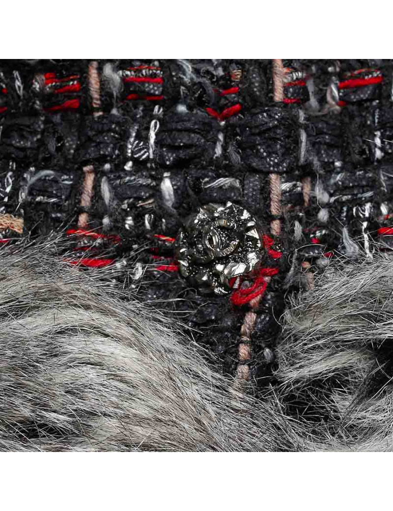 Veste T 36 CHAENL en tweed et fausse fourrure