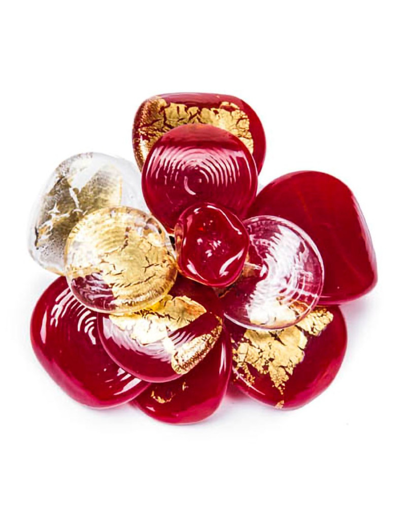 Broche CHANEL rouge et doré