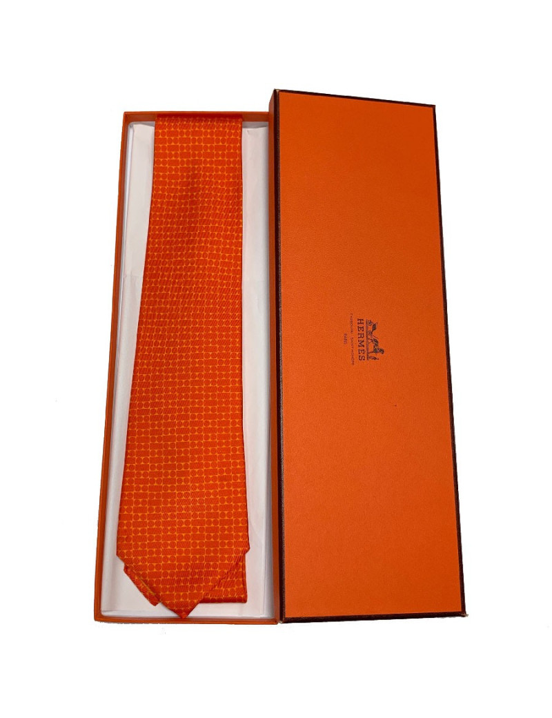 Cravate HERMES vintage en soie orange