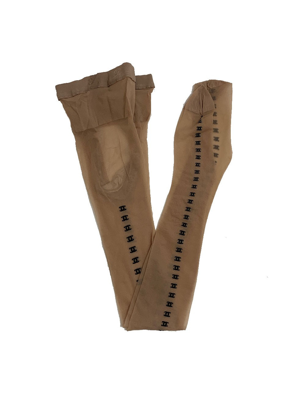 Collants CHANEL CC en voile naturel et logos noirs